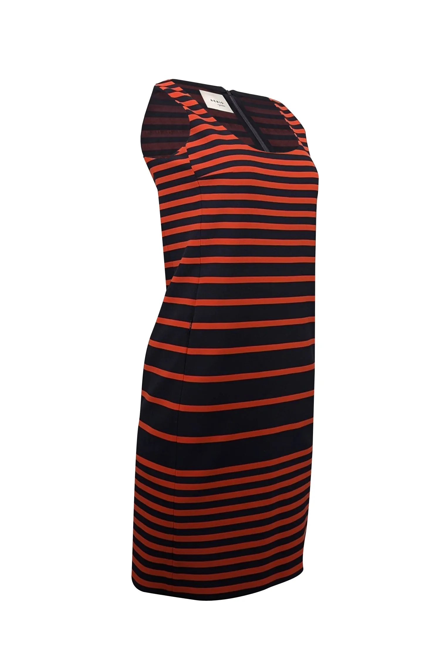 Akris - Navy & Orange Striped Sleeveless Dress Sz 4