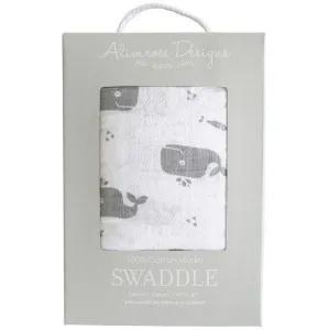 Alimrose Muslin Swaddle - Charcoal Whale