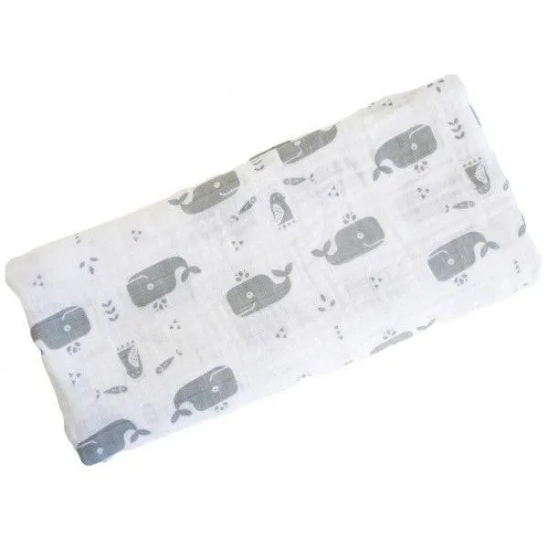 Alimrose Muslin Swaddle - Charcoal Whale