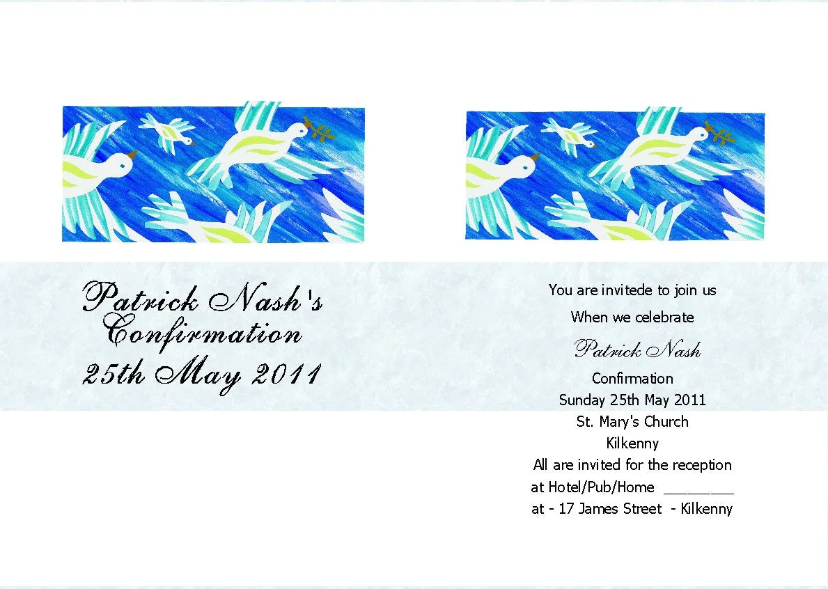Confirmation Invitations - Personalised