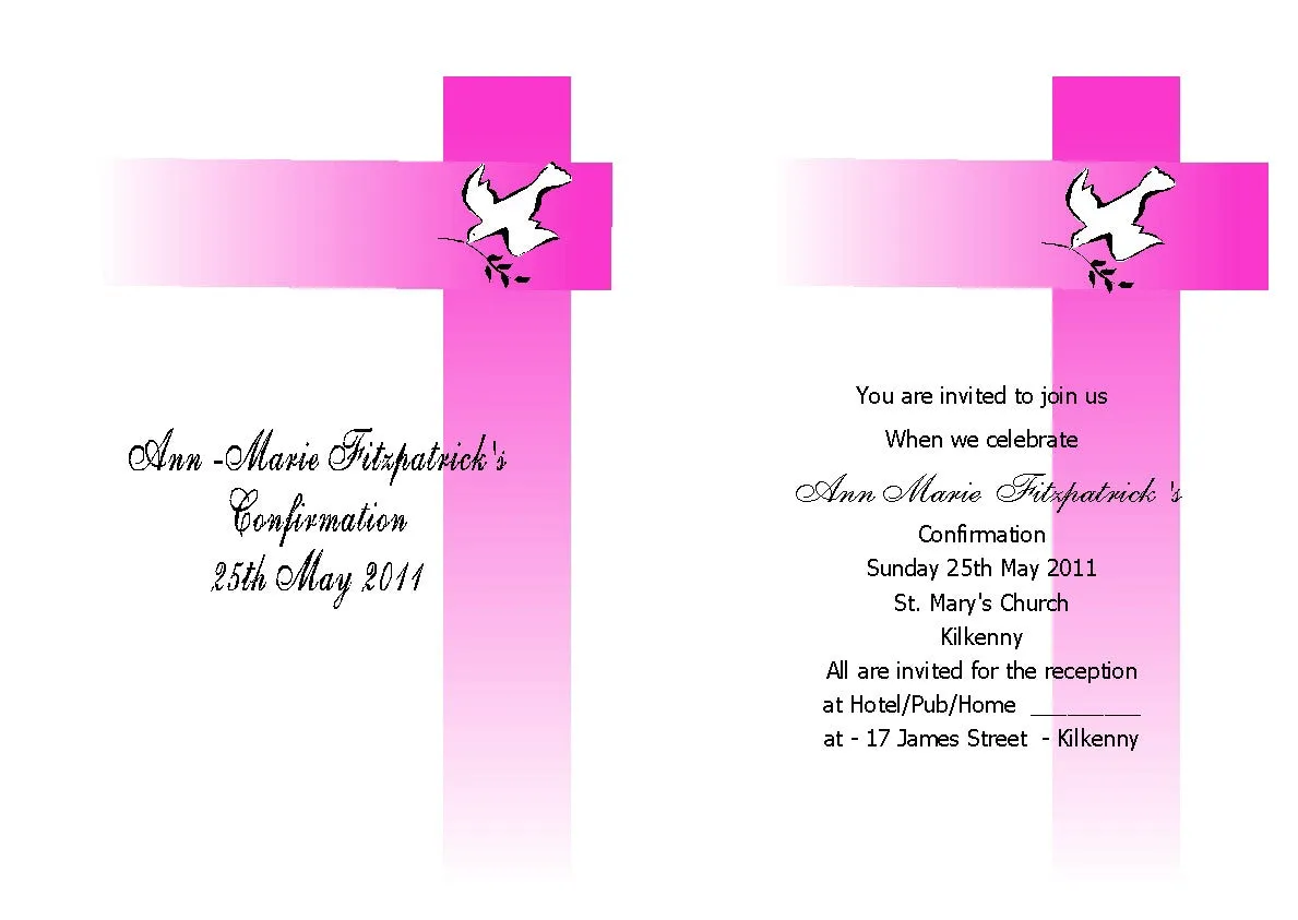 Confirmation Invitations - Personalised