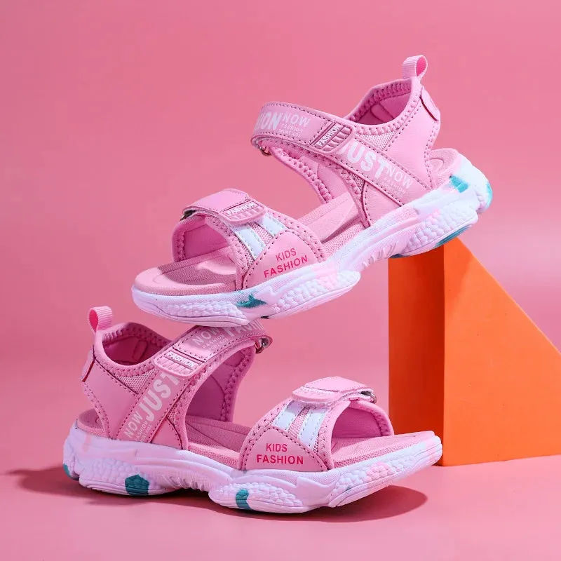 Kids Girls Letter Print Design Non-slip Princess Beach Sandals