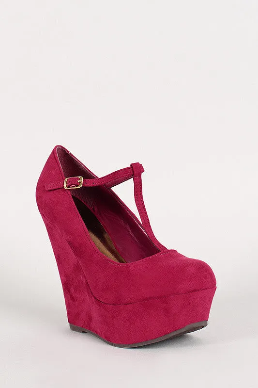Round Toe Buckled Round Toe Platform Wedge